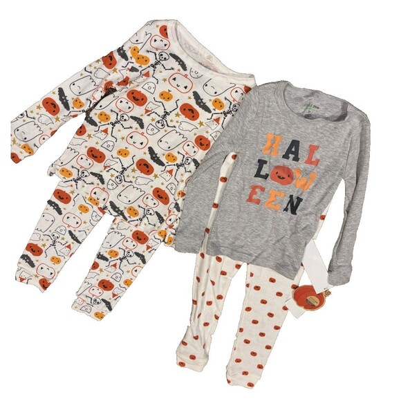 Chick Pea Other - Chick Pea Toddler Kid's 2 Pair Halloween 4 PC PJ Set Fitted Pajamas 2T Pumpkins